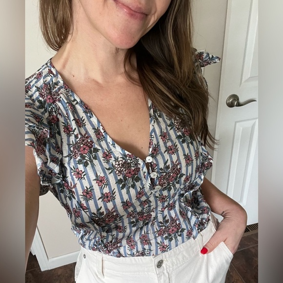 Vernonica Beard Joi Flutter-Sleeve Top, Size 00 - Picture 8 of 9